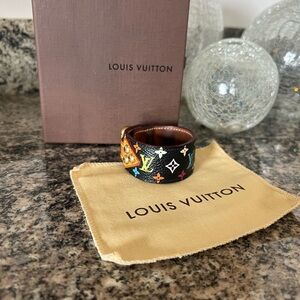 Louis Vuitton Thedaforce Monogram Multicolor Black Leather Bracelet